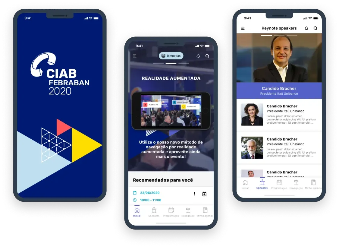 Telas do aplicativo CIAB FEBRABAN