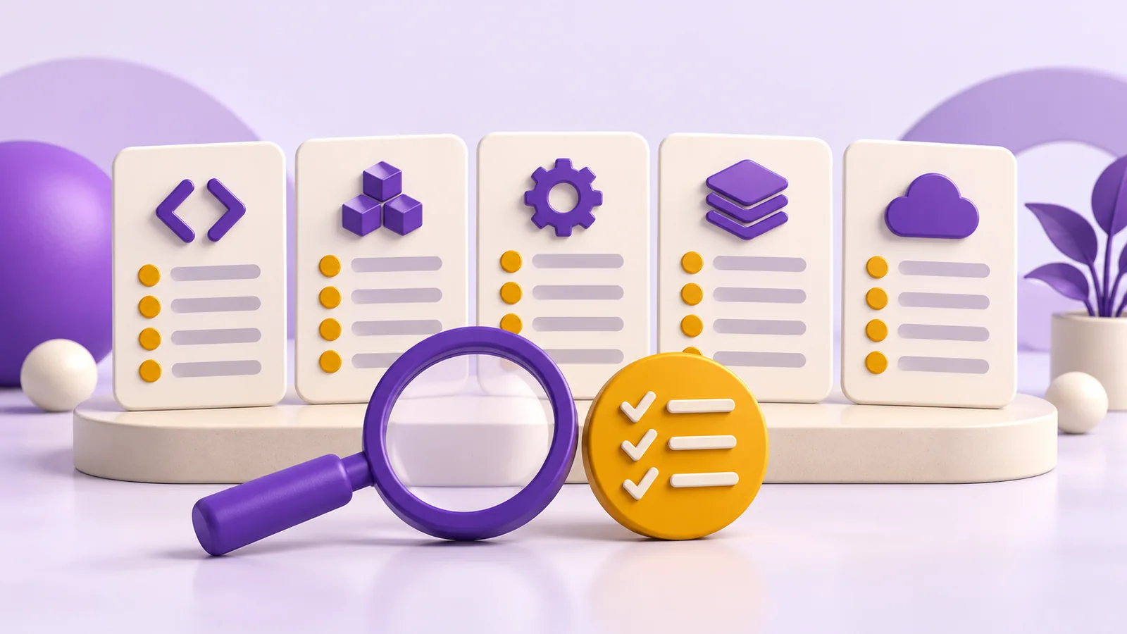 Five development proposals are compared with a magnifying glass and evaluation criteria.