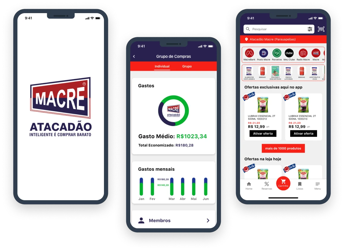 Screens from the Atacadão Macre project