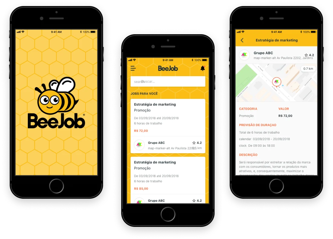 Screens from the Bee Job project