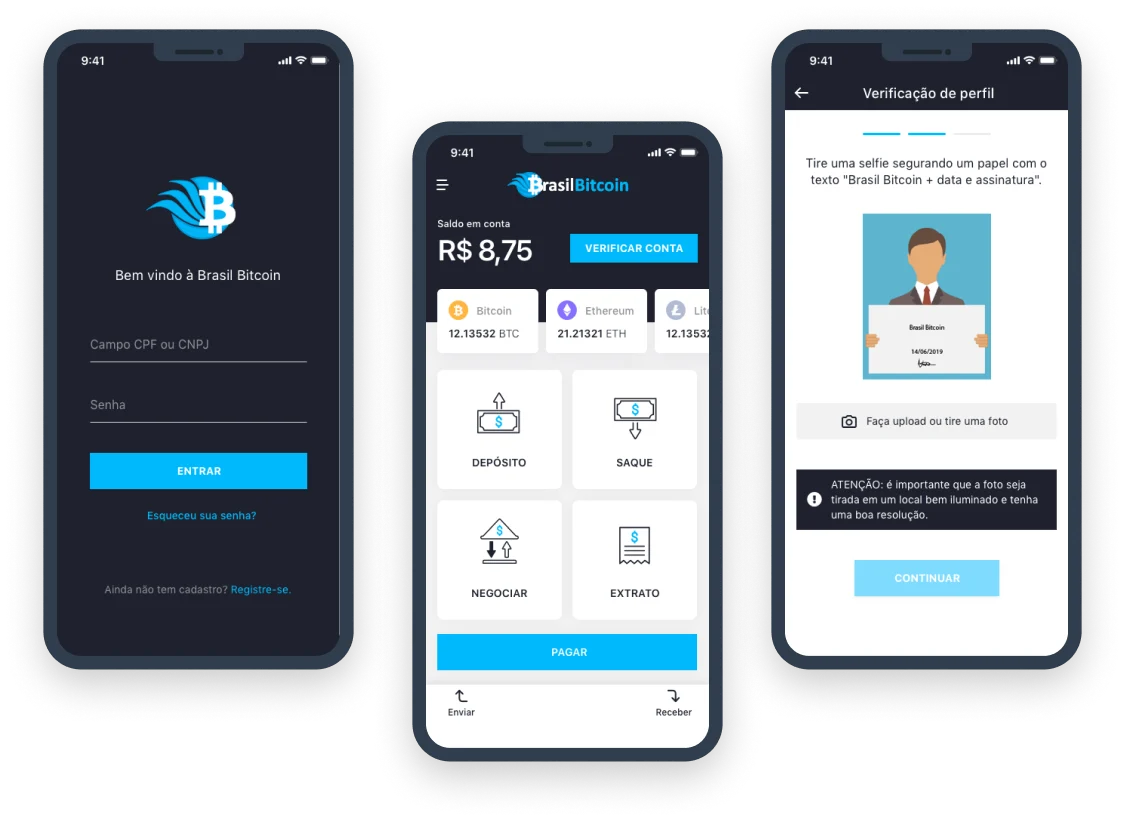 Screens from the Brasil Bitcoin project