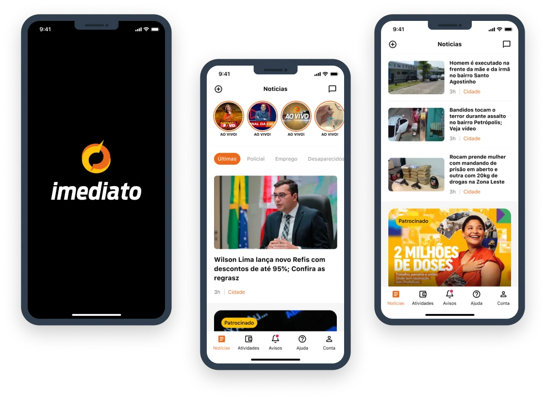 Screens from the Immediato project