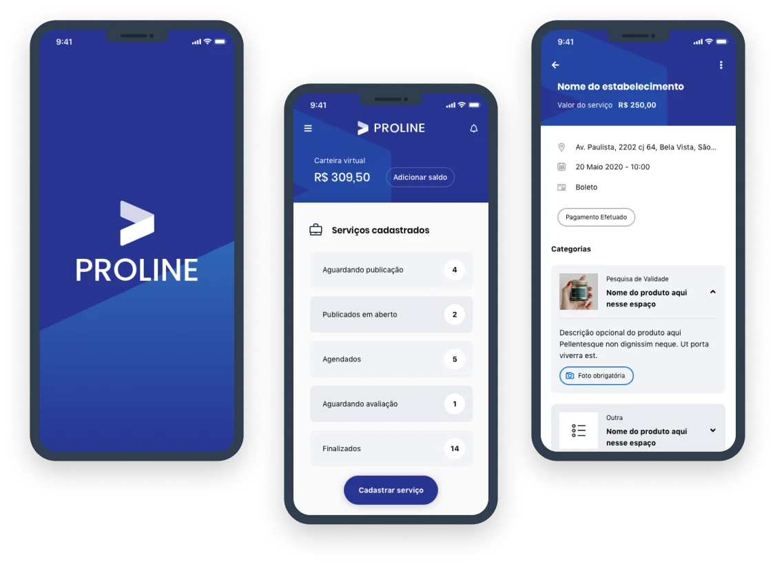 Screens from the Proline project