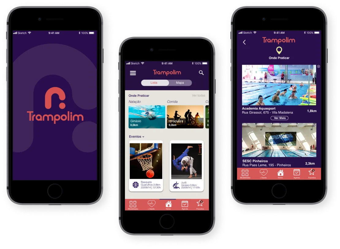 Screens from the Trampolim project